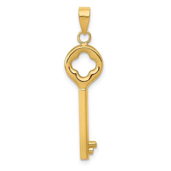 14k Yellow Gold Polished 3-D Key Charm